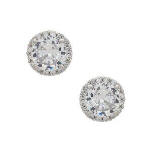 SHASHI Halo Studs in Silver diamond round earrings sterling silver